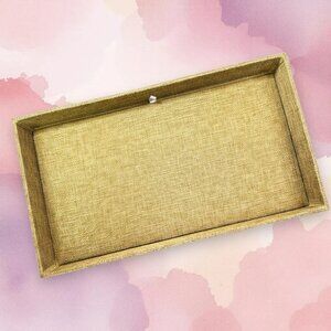 Gold Rectangular Burlap Decorative Tray For Desk Or Coffee Table Organization 14